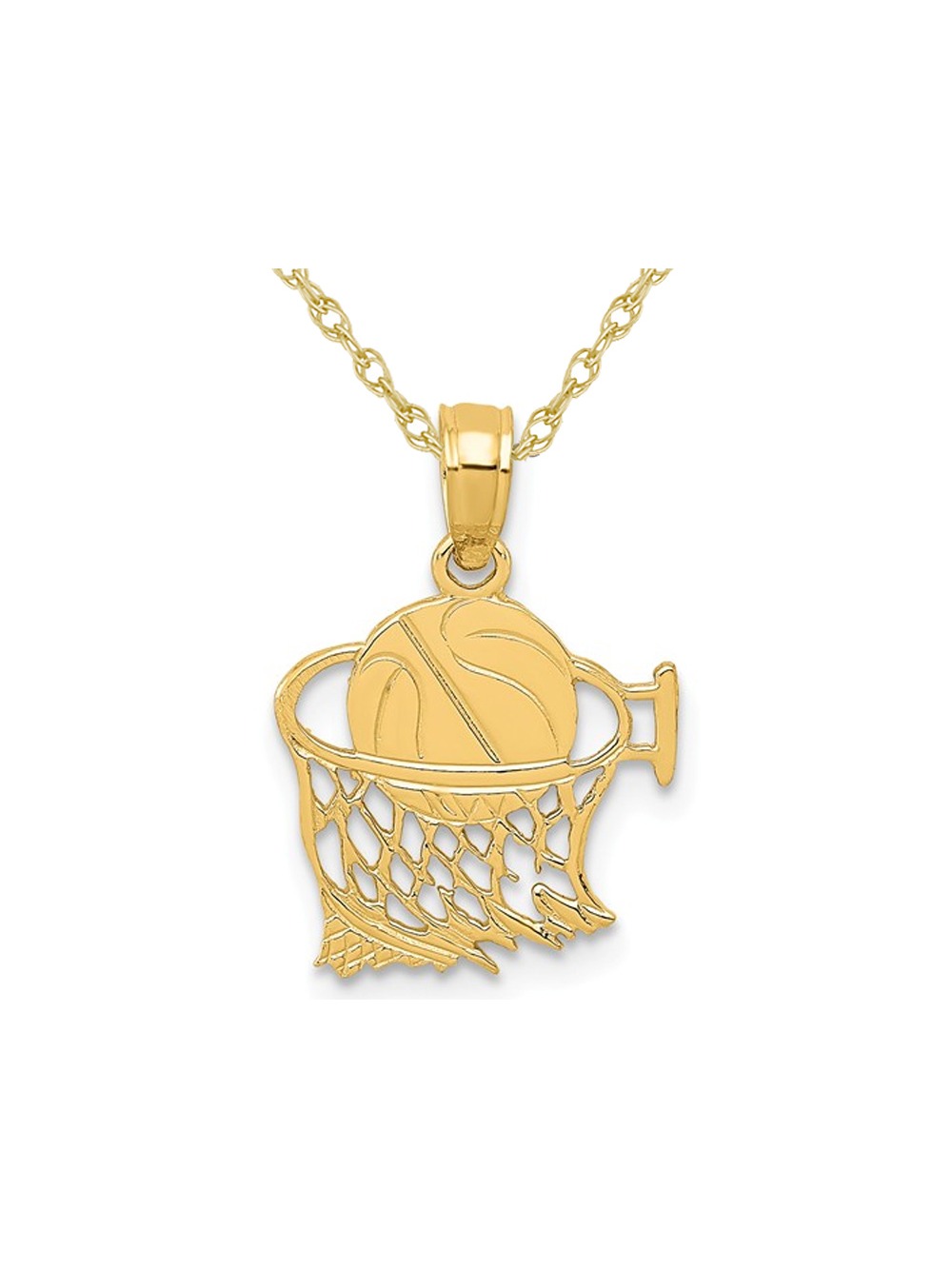 14K Yellow Gold Basketball and Hoop 