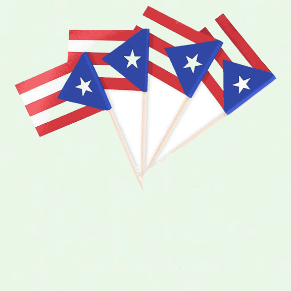 Puerto Rico Toothpick Flag, 100 PCS Cupcake Decoration, National Day Party Birthday Cocktail Ice Cream Cake Food Decor