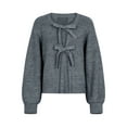 thumbnail image 1 of SUNSIOM Womens Fall Knit Bow Knot Cardigan Ribbed Tie Front Long Sleeve Loose Open Fron Sweater Coat, 1 of 8