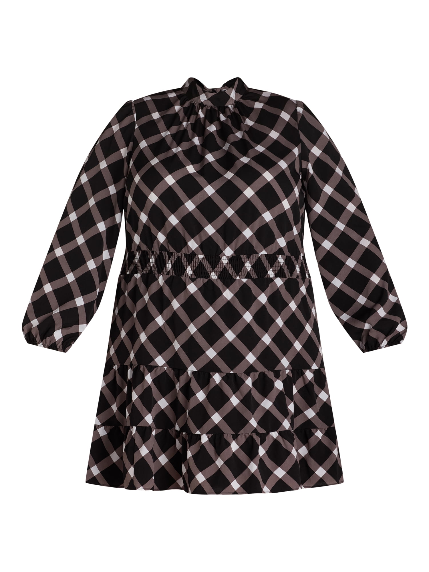 Nine.Eight Women's and Women's Plus Mock Neck Mini Dress with Long Sleeves, Sizes XS-4X