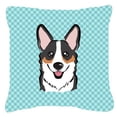thumbnail image 2 of Carolines Treasures Checkerboard Pink Corgi Canvas Fabric Decorative Pillow 18H x18W multicolor, 2 of 3