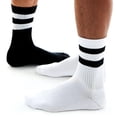 thumbnail image 6 of Couver Unisex Cushioned Striped Athletic Crew Socks 2-Pack White Blue Size 9-11, 6 of 7