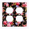 thumbnail image 2 of Metal Light Switch Plate Outlet Cover (Flower Pink Black - Double Duplex), 2 of 2