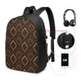 thumbnail image 3 of YFYANG 17" Laptop Backpack, Brown Vintage Plaid Fashion Travel Work Backpack with USB and Headphone Cable Interface for Men and Women, 3 of 8