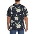 thumbnail image 5 of Xecao offers the Lilies Flowers for Men's Casual Short-sleeved Shirt, a button-up collared shirt with a pocket, perfect for beach vacations and yacht travel in the XX-Large size., 5 of 7