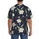 thumbnail image 3 of Balery Lilies Flowers Camisa Casual de Manga Corta con Botones para Hombre, Texturizada, Estilo Cubano, para Playa, Verano-Small, 3 of 5