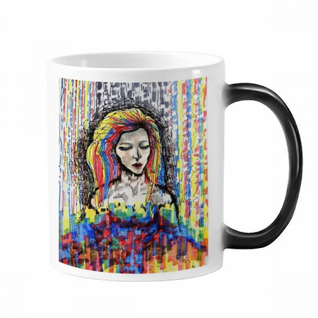 

Fade Away Art Feature Changing Color Mug Morphing Heat Sensitive Cup With Handles 350ml