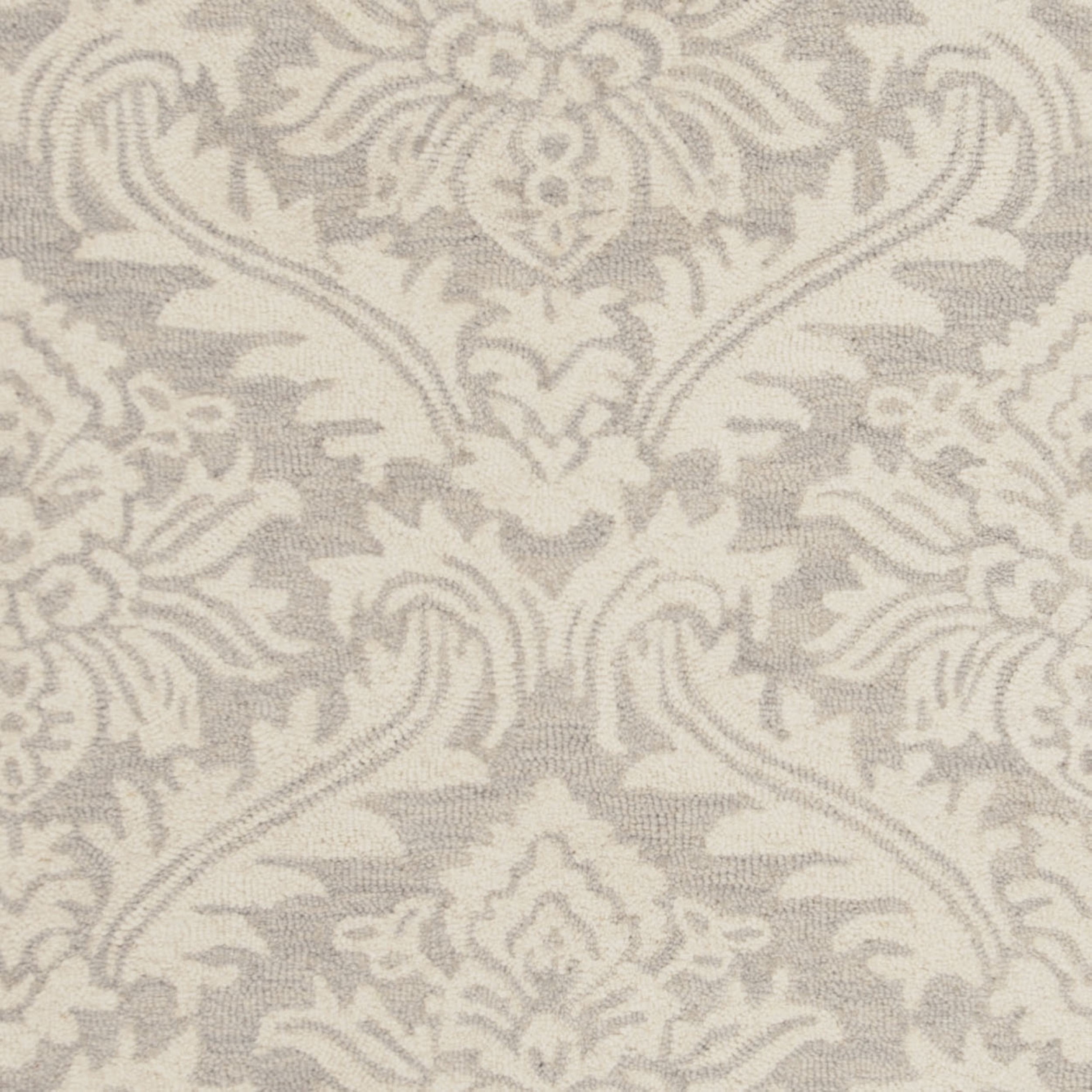 SAFAVIEH Micro-Loop Romain Damask Floral Wool Area Rug, Silver, 5' x 8'