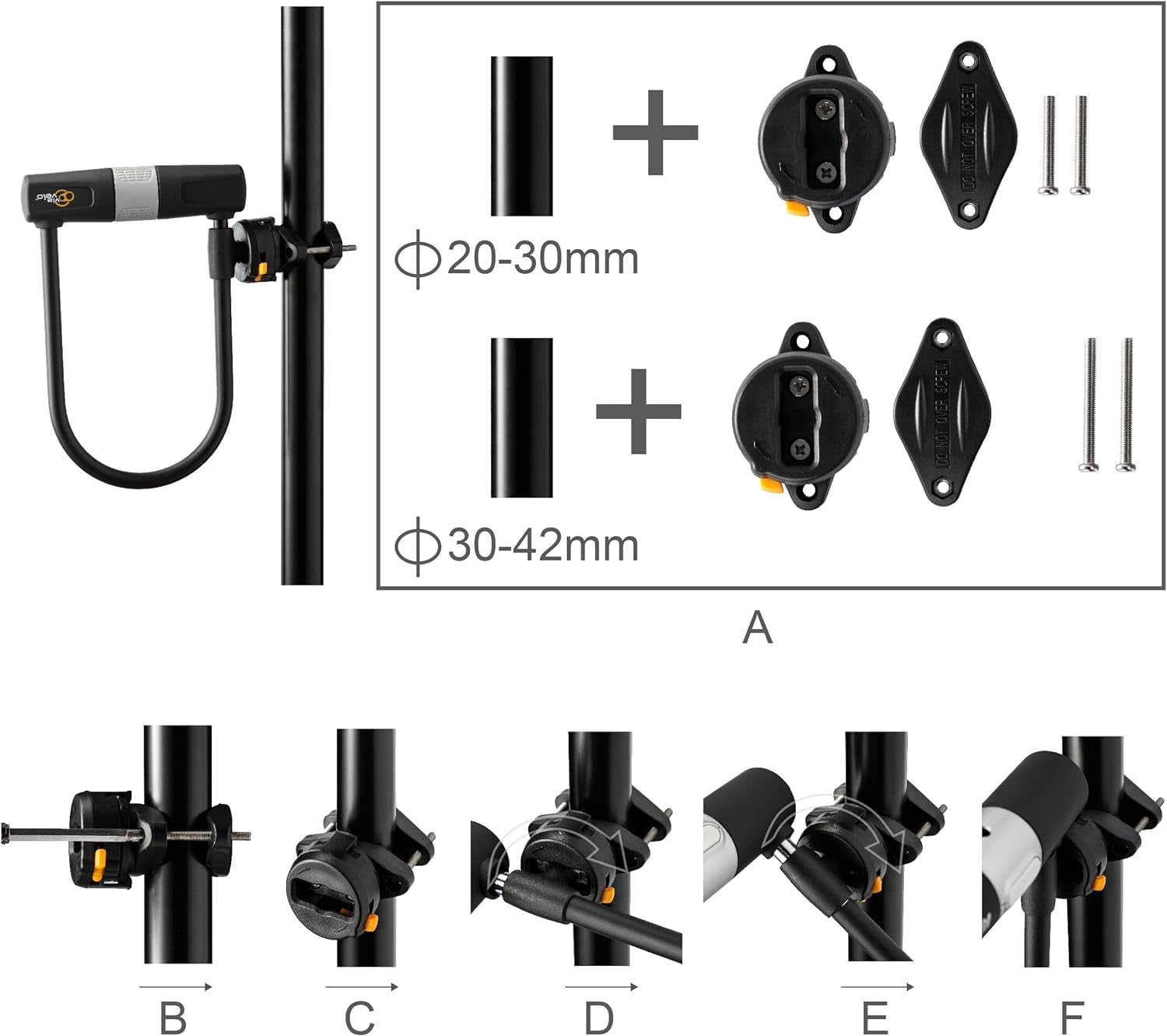 Via Velo Bicycle U Lock with Mounting Bracket 14mm Heavy Duty Bike Lock for Road & Electric Bike