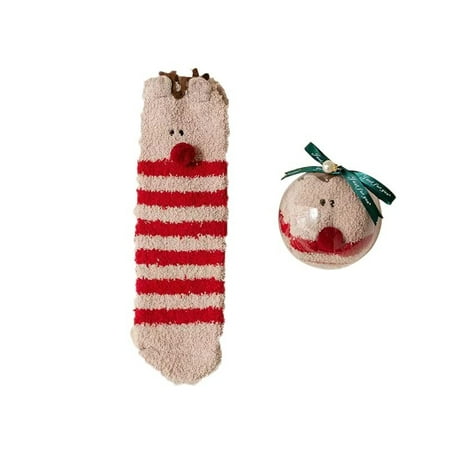 

DENGDENG Women Winter Striped Socks Warm Birthday Gift Sock Crew Cotton Socks for Women