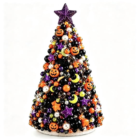 DIY Beaded Halloween Tree Kit, Handmade Mini Desk Tree Bead Art, Tabletop Crafts for Halloween Indoor Decor