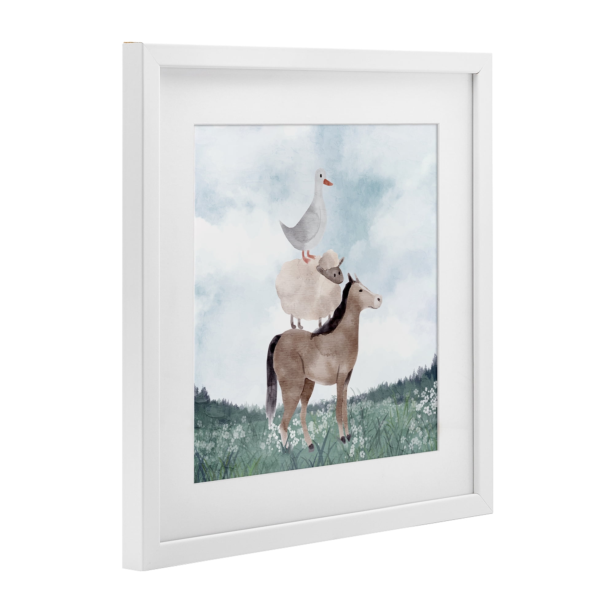 Stupell Industries Muted Blue Sky Farm White Framed Print Under Glass, design by Kim Allen