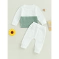 thumbnail image 5 of Elippeo Baby Boys Pants Set 6M 12M 18M 24M 3Y  Long Sleeve Crew Neck Contrast Color Sweatshirt with Elastic Waist Sweatpants Infant Clothes, 5 of 10