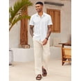 thumbnail image 4 of COOFANDY Men's Linen Solid Wedding Short Sleeve Shirt Button Up Relaxed-Fit Shirts, 4 of 7