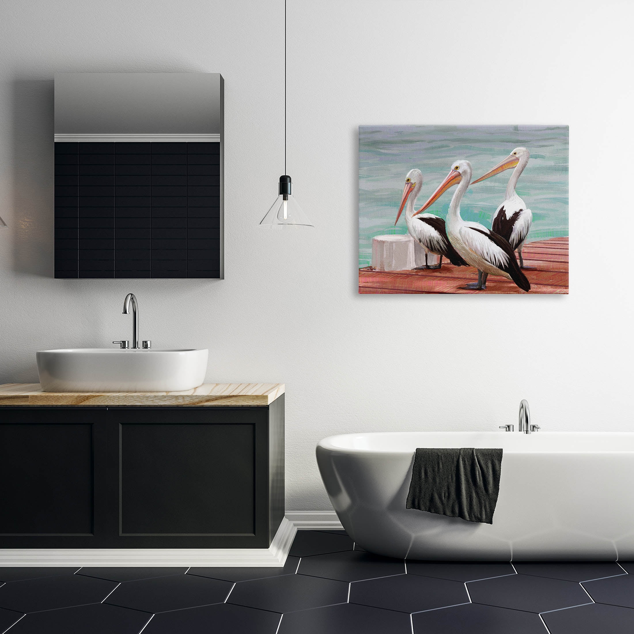Stupell Industries Pelican Trio Port Dock Graphic Art Gallery Wrapped Canvas Print Wall Art, Design by Ziwei Li
