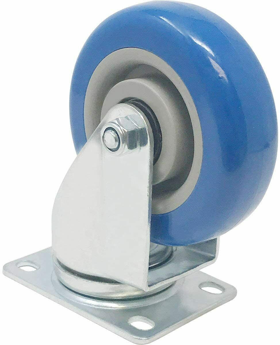 Y&Y Decor 24 Pack Caster Swivel Plate On Blue Polyurethane Wheels 2" size wheels