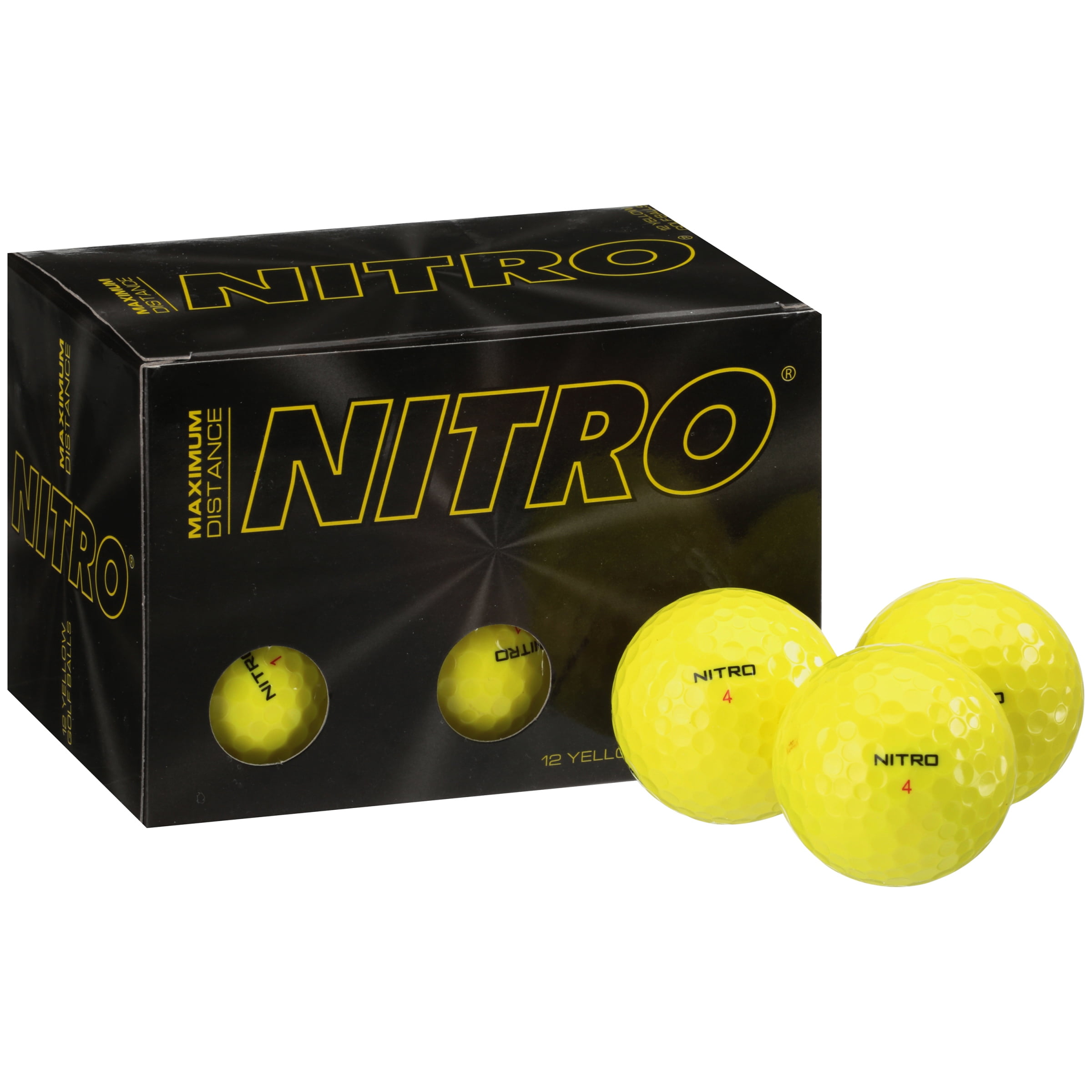 Nitro Golf Maximum Golf Balls, Yellow, 12 Pack