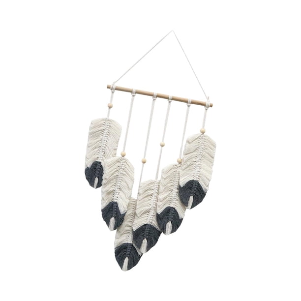 Tapiz con borlas de 70 x 40 cm, tejido a mano, moderno, para decoración de pared gris