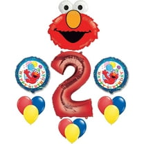Anagram Elmo Sesame Street Multi-color Second Birthday Mylar Latex Set Balloons, 13 Count