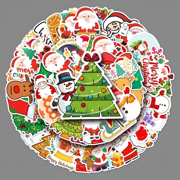 CCOCC 2026 New Christmas Theme Stickers,50Pcs Vinyl Waterproof Merry Christmas Stickers for Envelopes Gifts Tags Crafts Snowboard Decorations,Funny Christmas Holiday Party Favors for Kids Teens Adult