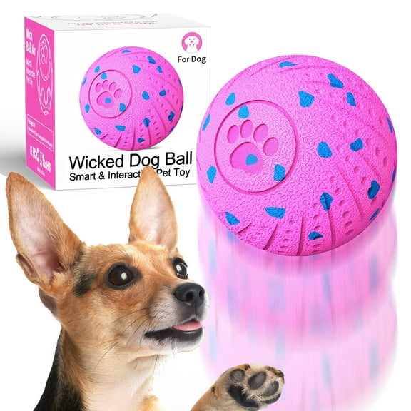 Inadays Dog Toys Interactive Dog Ball Toys For Large Dogs Automatic Ball for Dogs Chew Resistant Rechargeable E-TPU Silent Foam IPX54 Waterproof Dog Toys for Medium/Large Dogs,Pink