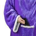 thumbnail image 4 of Tirrinia Microplush Sherpa Blanket with Sleeves for Women and Men, 3.19 lb, Breathable, Purple, 4 of 8
