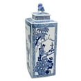 thumbnail image 3 of Red Lantern 20" Blue & White Square Fu Dog Jar, 3 of 8