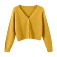 thumbnail image 5 of Cardigan Sweaters for Women Long Sleeve V Neck Knitted Button Up Womens Cardigan Open Front Yellow Cardigan Fall Outfits, 5 of 5