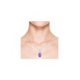 thumbnail image 3 of Genuine 1.00 Carat Natural 7x5mm Oval Shaped Amethyst with White Topaz Necklace In 925 Sterling Silver, 3 of 5