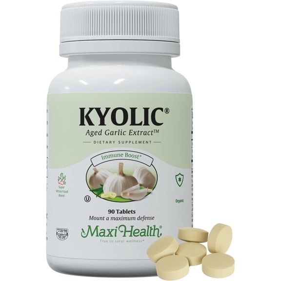 Maxi Health Kyolic Aged Garlic Supplement – Organic Odorless Garlic Extract for Immune Support, Kosher, 90 Tablets