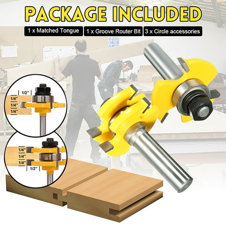 Tongue and groove router bit set