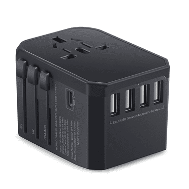 Uervoton Universal International Travel Adapter with USB Type C, Plug Adapter for All-in-One International Plug Adapter for USA EU UK AUS