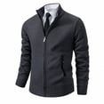 thumbnail image 4 of TFEOQRY Men's Jacket Coat Solid Color Casual Zipper Outwear Long Sleeved Stand Up Collar Overcoat Dark Gray, 4 of 6