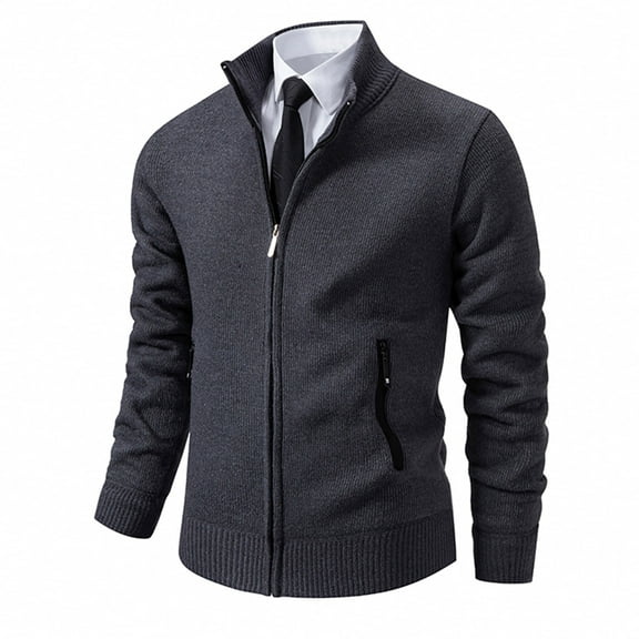 Aimik Mens Zipper Jackets Long Sleeve Hoodless Casual Outwear Coats