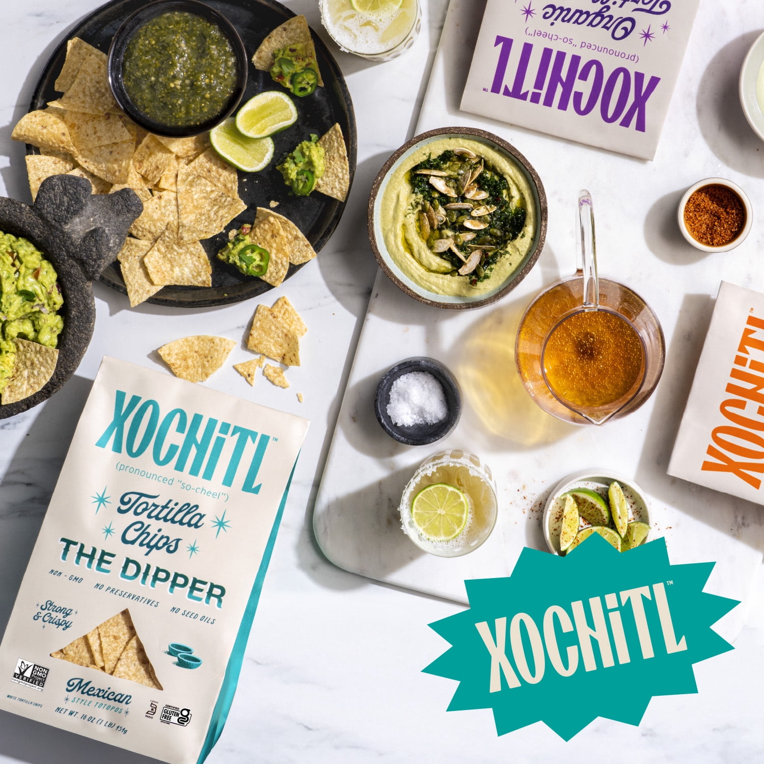 (2 pack) Xochitl The Dipper White Corn Tortilla Chips, 12 oz Paper Bag