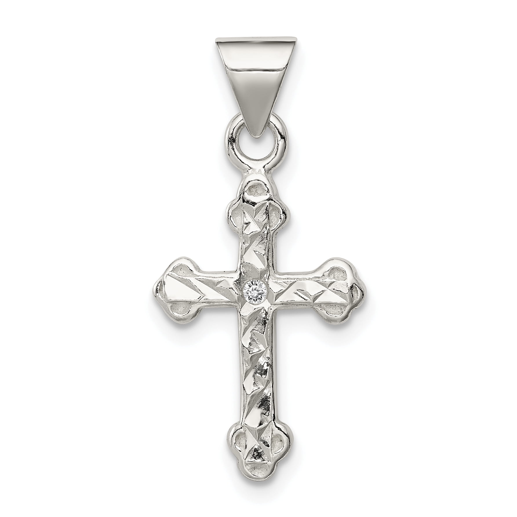 925 Sterling Silver Cross Shaped with Cubic Zirconia Pendant