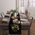 thumbnail image 4 of Table Runner Dresser Scarves 60 Inch Long, Spring Natural Sunflowers Plant on Black Linen Dining Table Runners Rustic Farm Yellow Flower Tabletop Scarf for Wedding Holiday Party Kitchen, 4 of 7