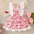 thumbnail image 4 of Rhuody Robe de Demoiselle d'Honneur Col Rond Robe d'Été Tout-Petit Manches Volantées Imprimés Robe de Fête des Fêtes Tenue Classique Rose 12-18 Mois, 4 of 7