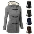 thumbnail image 3 of Yokua Womens Fashion Horn Button Fleece Thicken Coat with Hood Winter Warm Jacket, 3 of 10
