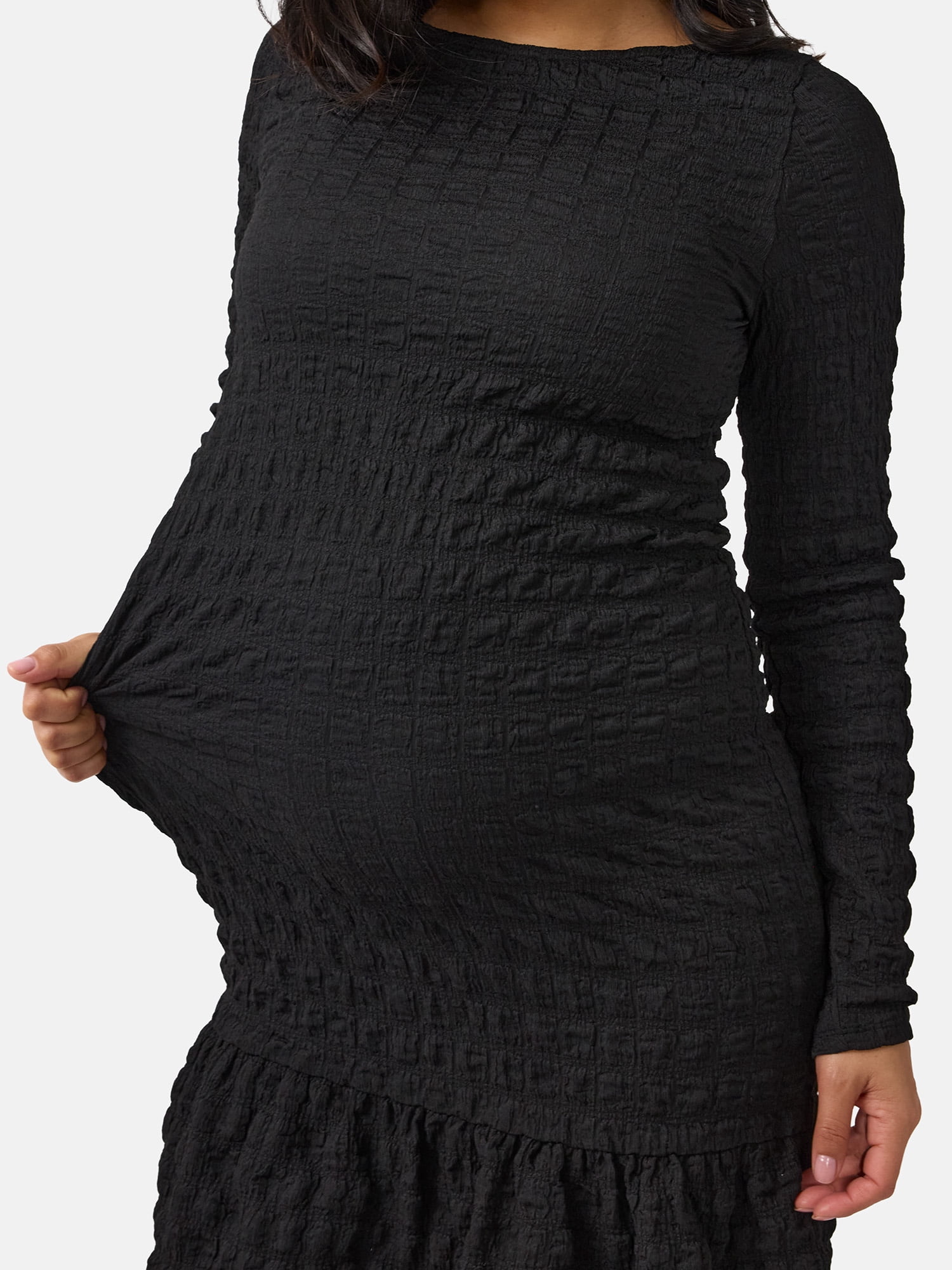 Ingrid & Isabel For Every Belly Women’s Maternity Smocked Midi Dress with Long Sleeves, Sizes S-XXL