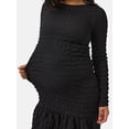thumbnail image 5 of Ingrid & Isabel For Every Belly Women’s Maternity Smocked Midi Dress with Long Sleeves, Sizes S-XXL, 5 of 8