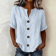thumbnail image 6 of bovemsi Blouses for Women Dressy Casual V Neck Half Sleeve Print Button Down Loose Casual Shirts Cute Summer Tops, 6 of 6