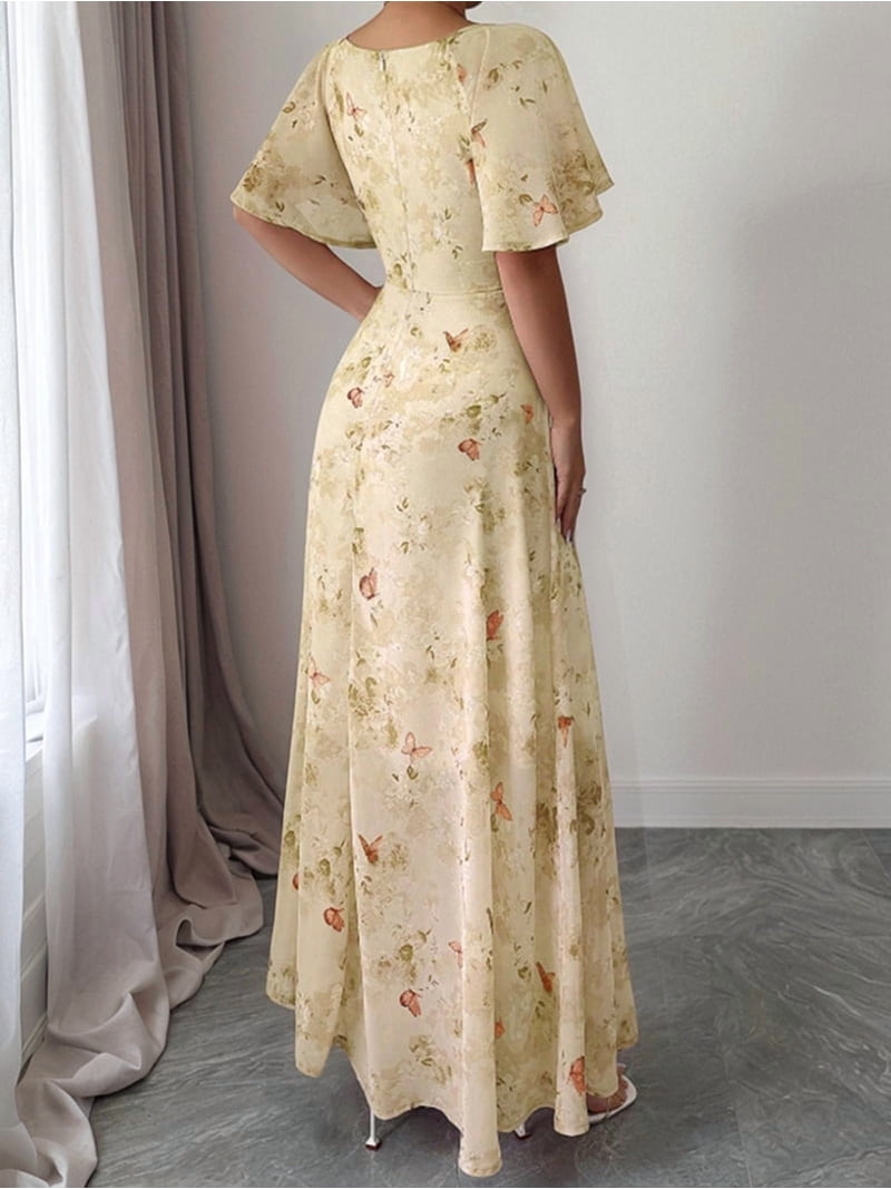 yellow floral wedding guest dress Wedtrend Women Square Neck Tulle A Line Long Party Dress, Yellow / US14 this elegant silhouette blends timeless sophistication with modern charmso youll feel confident EastFlair Women's Elegent Yellow Chinese