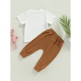 thumbnail image 4 of Bagilaanoe 2pcs Toddler Baby Boy Long Pants Set Short Sleeve Letters Print T Shirt Tops + Trousers 6M 12M 18M 24M 3T Kids Casual Outfits, 4 of 9