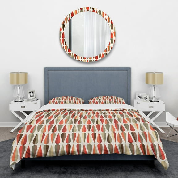 Designart 'Retro Abstract Drops IV' Mid-Century Modern Duvet Cover Set