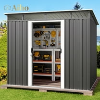 Aiho 8’ x 6’ FT Outdoor Storage Shed Clearance with Sliding Doors for Garden - Gray