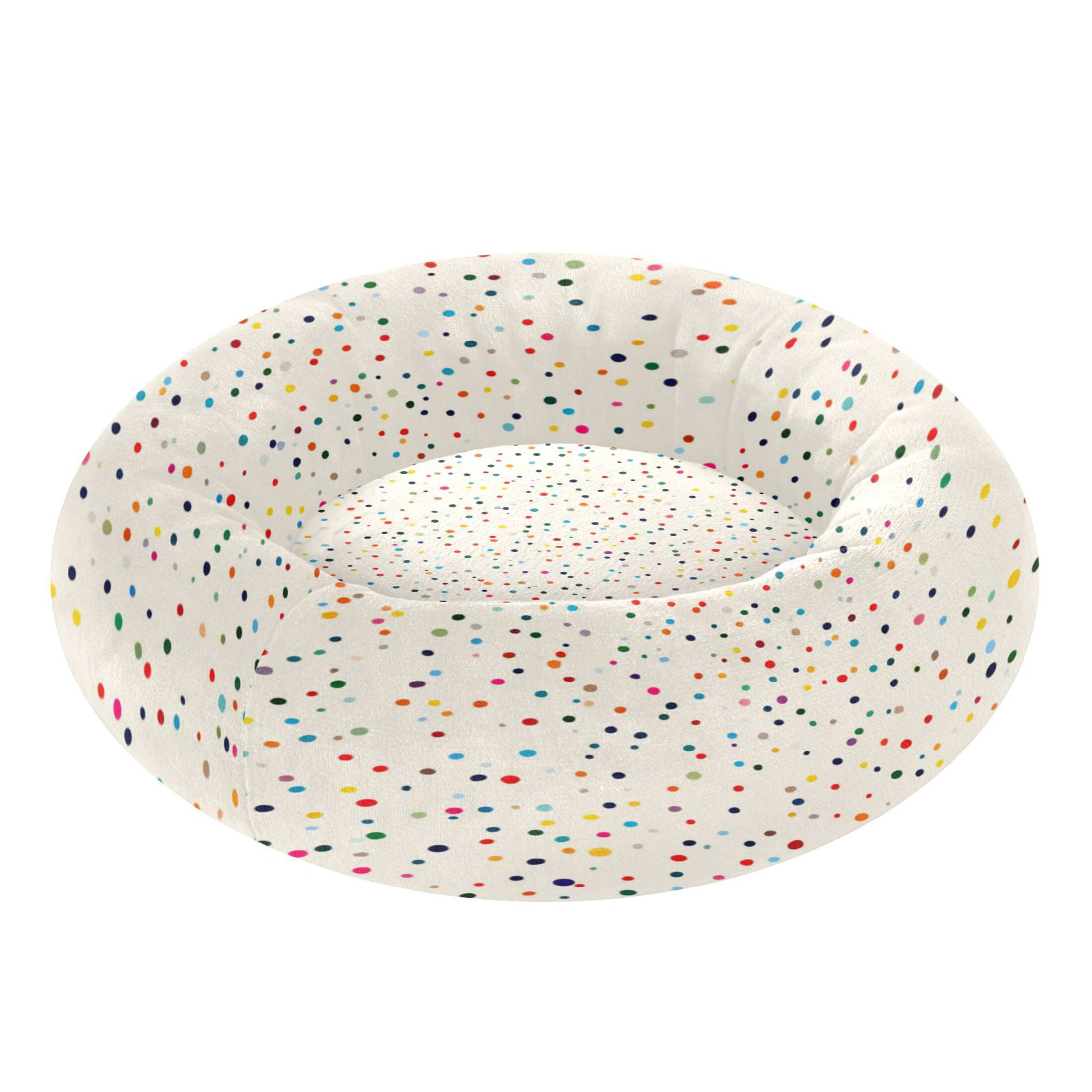 Iauyy Pet Couch Donut Cat Bed for Indoor Cats/Small Dogs Washable & Machine with Non-slip Bottom Calming Cat Furniture, The Colorful Small Dots (M)