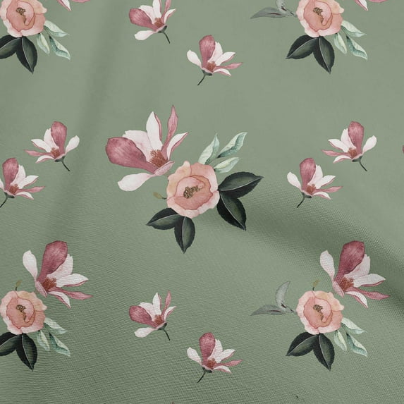 oneOone Georgette Viscose Olive Green Fabric Floral Quilting Supplies Print Sewing Fabric By The Yard 42 Inch Wide
