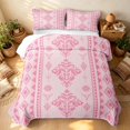 thumbnail image 3 of Erosebridal Retro Damask Quilt Full, Baroque Aztec Full Bedspread Sets, Light Pink 3-Piece, 1 Coverlet and 2 Pillowcases, 3 of 7