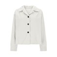 thumbnail image 4 of Women Cropped Button Blazer Short Casual Bomber Wool Blend Jacket Pea Coat Fall Outerwear with Pockets, 4 of 7